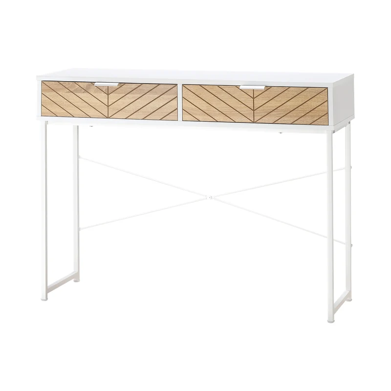 Easycomfort Consolle Moderna per Ingresso e Soggiorno con 2 Cassetti in Metallo 100x30x75cm - Bianco