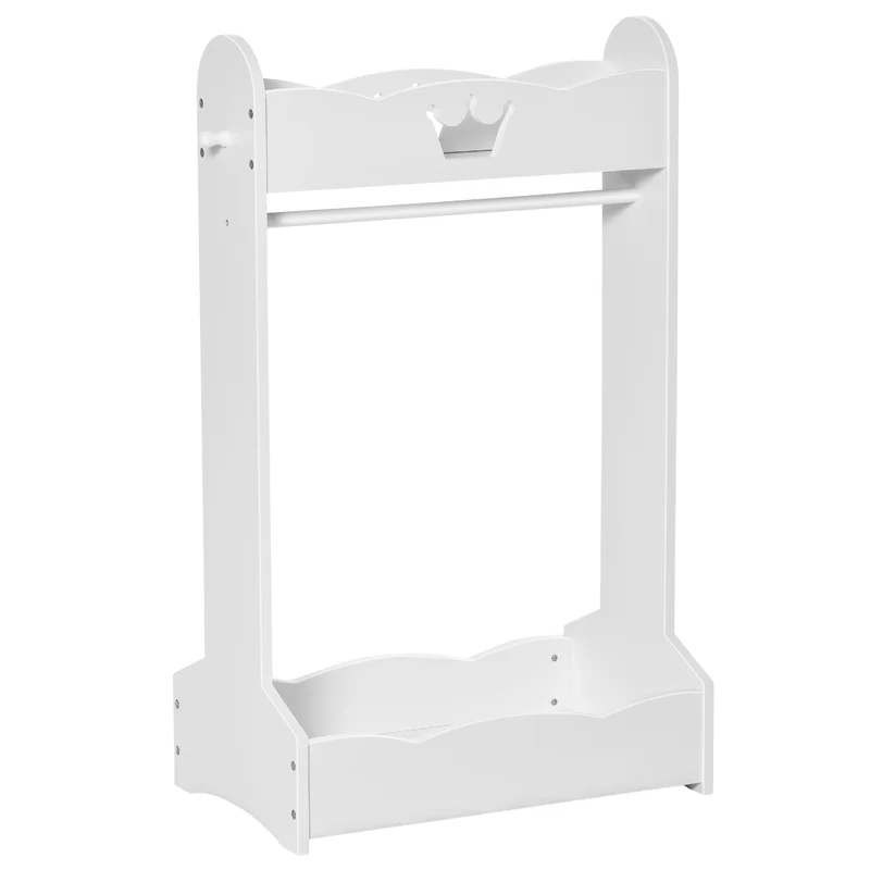 Easycomfort Appendiabiti per Bambini con Ripiani e Ganci Laterali, Arredamento per Cameretta in Legno, 70.5x37x103cm, Bianco
