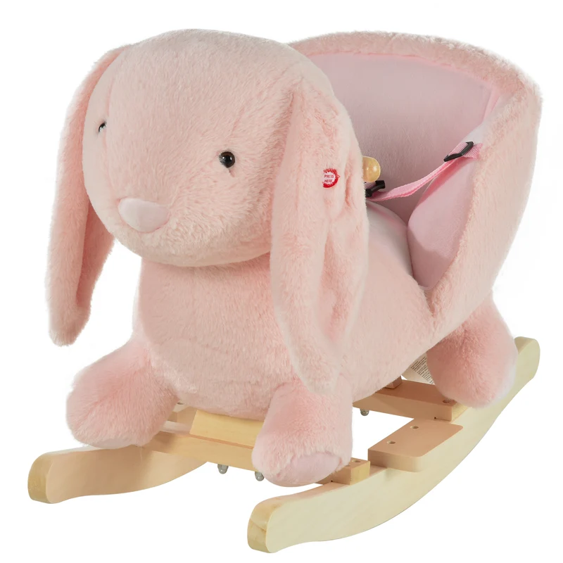 Easycomfort Dondolo Giocattolo a Forma di Coniglio Rosa per Bambini 18-36 Mesi (max 40kg) Suoni Realistici e Batterie Incluse
