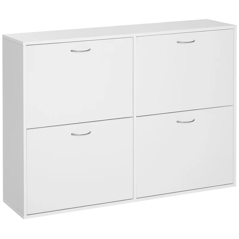 Easycomfort Scarpiera Salvaspazio in Legno per Camera e Ingresso, Capacità 24 Scarpe, 120x24x81cm Bianco