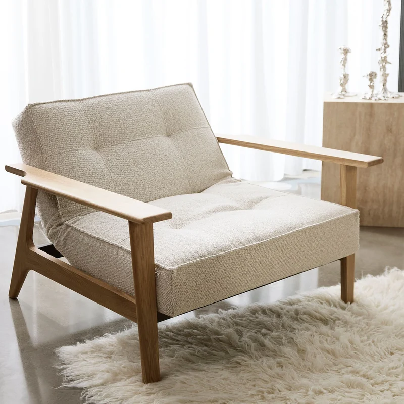 Poltrona design scandinavo in tessuto SplitBack Frej