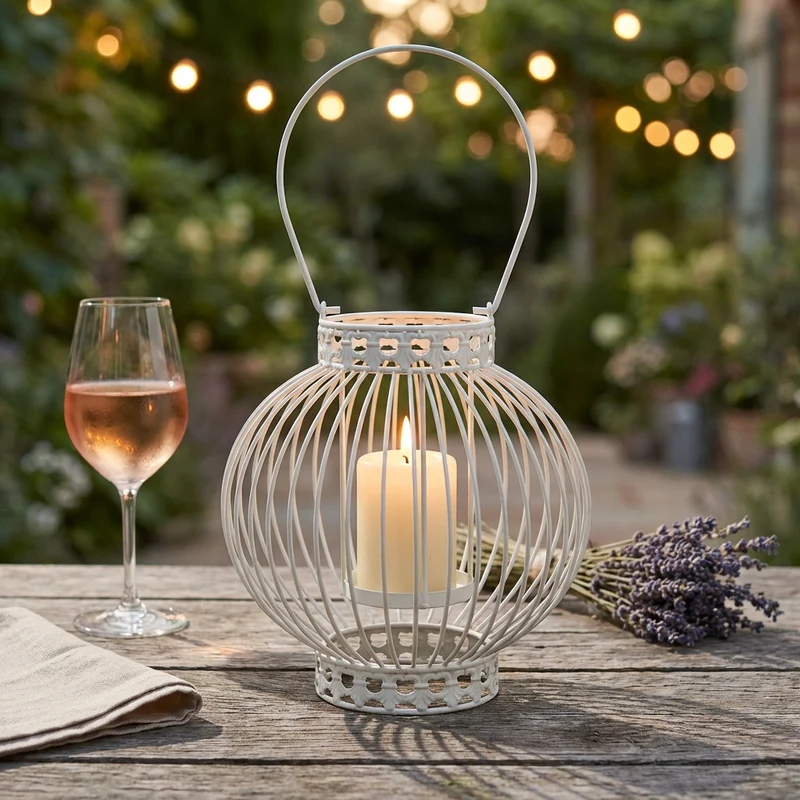 Portacandela stile provenzale verniciato in Acciaio cm 20 5x22x42 - COREY