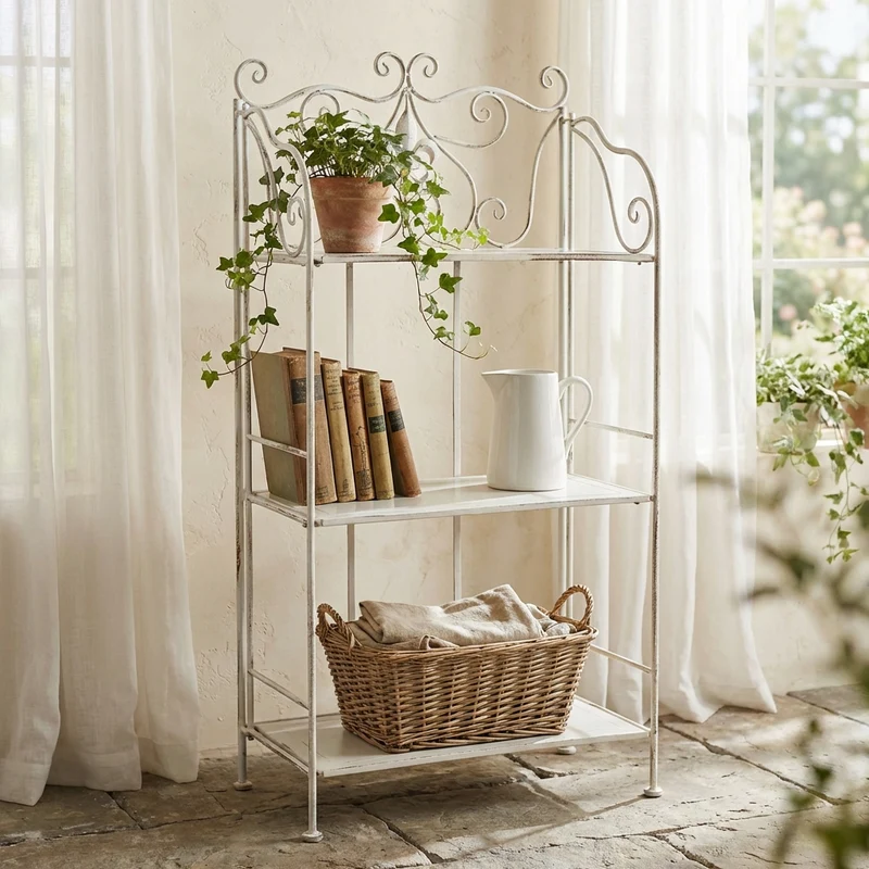 Scaffale 3 piani stile provenzale verniciato in Acciaio cm 60x32x121 - NEAL