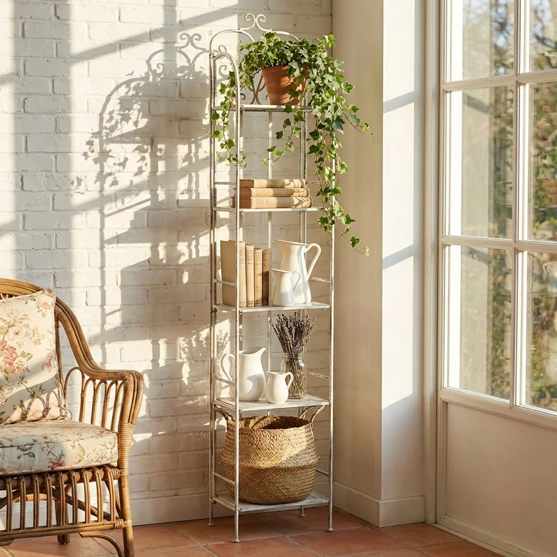 Scaffale 5 piani stile provenzale verniciato in Acciaio cm 32x22x165 - ULYSSES