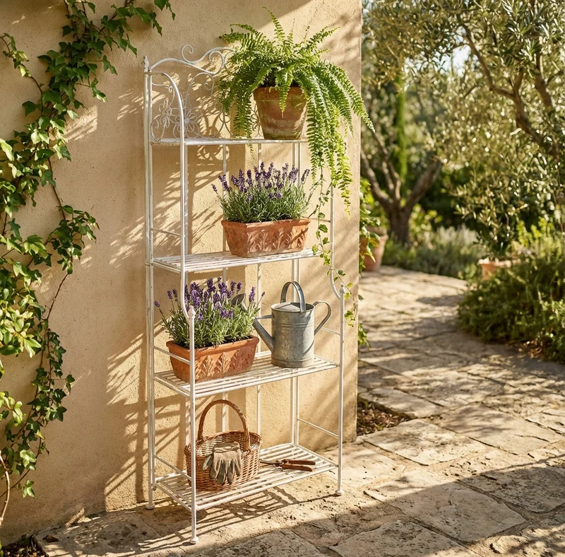Scaffale 4 piani stile provenzale verniciato in Acciaio cm 60x31x158 - GRAHAM