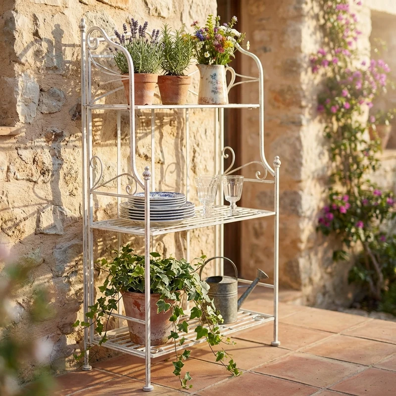 Scaffale 3 piani stile provenzale verniciato in Acciaio cm 61x32x117 - DERREN