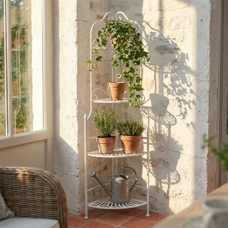 Scaffale 4 piani stile provenzale verniciato in Acciaio cm 49x35x154 - REGGY