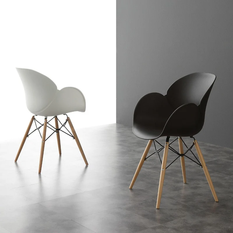 Coppia sedie design in polipropilene Evette Wood