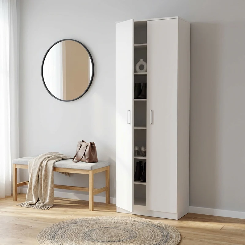 Armadio scarpiera con 7 scaffali in Legno Composito cm 33x45x192 - ARDEN