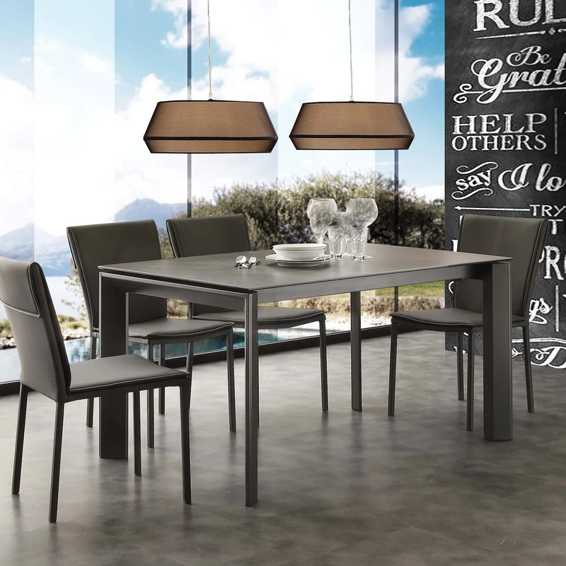 Tavolo allungabile Duarte piano vetro ceramica 140 x 90 cm