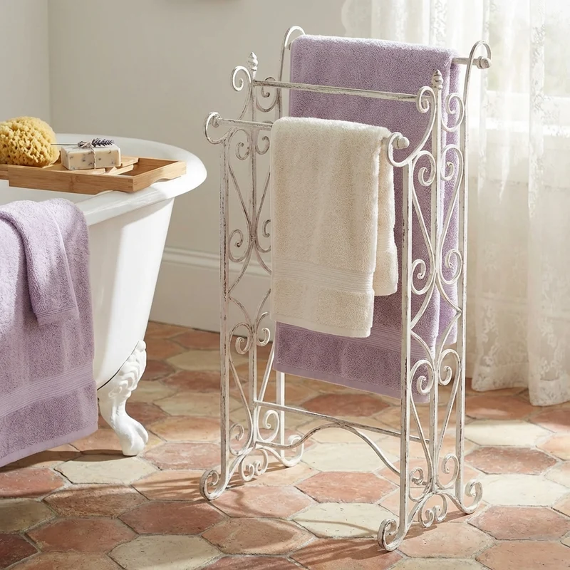 Porta asciugamani stile provenzale verniciato in Acciaio cm 44x34x90 - KEITH