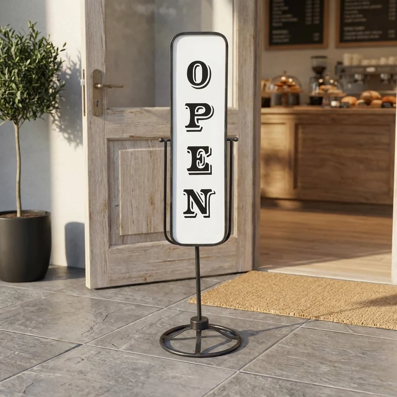 Cartello open close in Acciaio cm 30x30x120 5 - OPEN