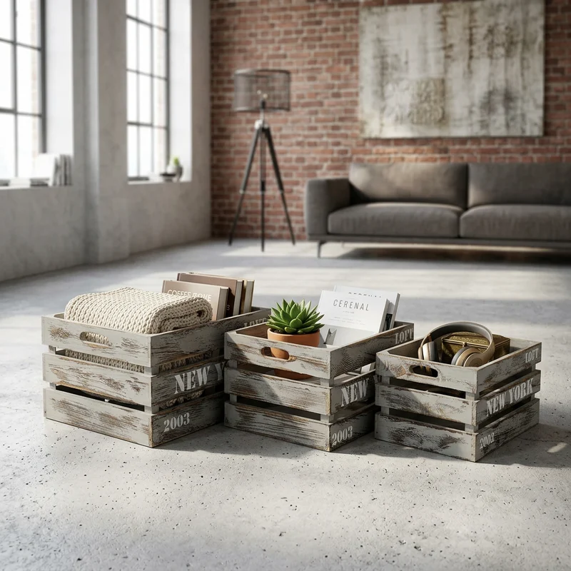 Set di 3 cassette in Legno cm 40x31x22 - BRONTE