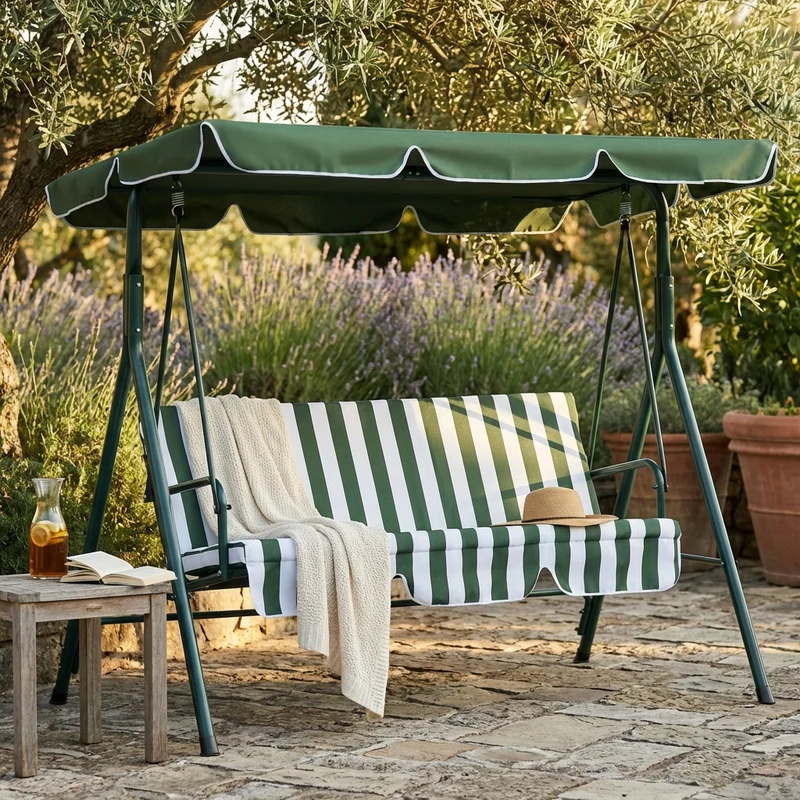 Dondolo da Giardino in Acciaio Tessuto cm 170x110x153 - LYLE
