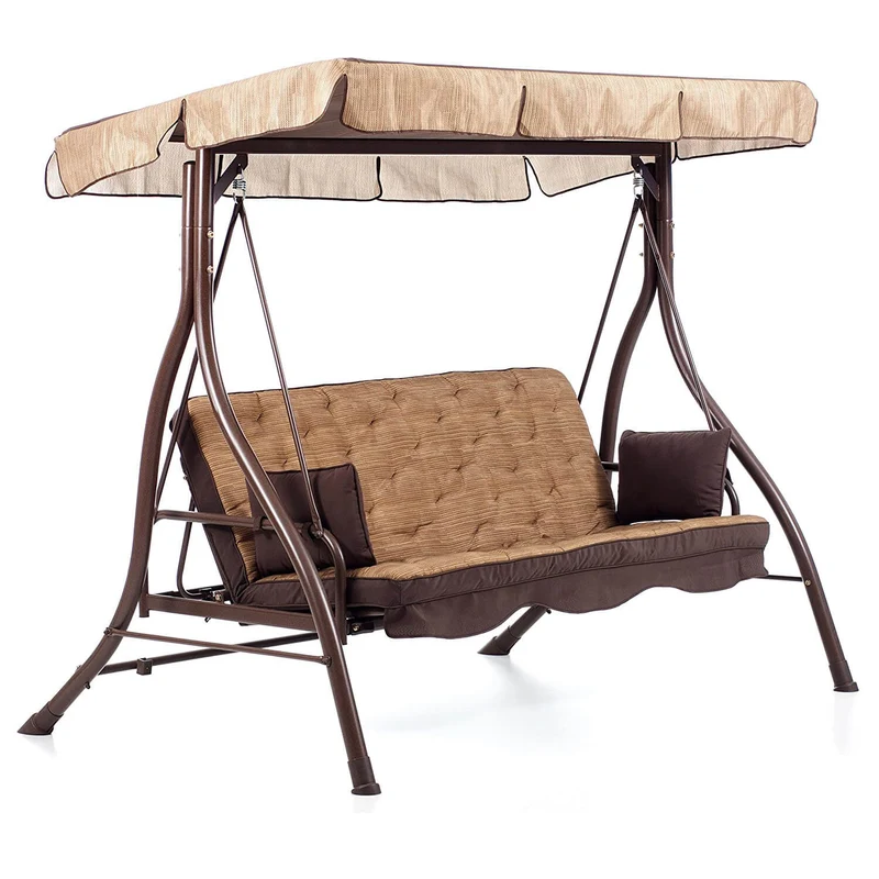 Dondolo letto da Giardino in Tessuto Acciaio cm 190x95x186 - ARKELL