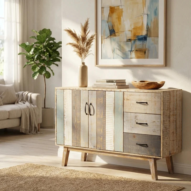 Mobile 3 cassetti 2 ante in Legno cm 126x40x78 - FREDDY