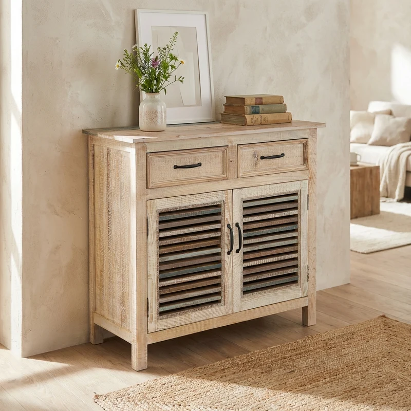 Mobile 2 cassetti 2 ante in Legno cm 90x42x85 - FREDDY