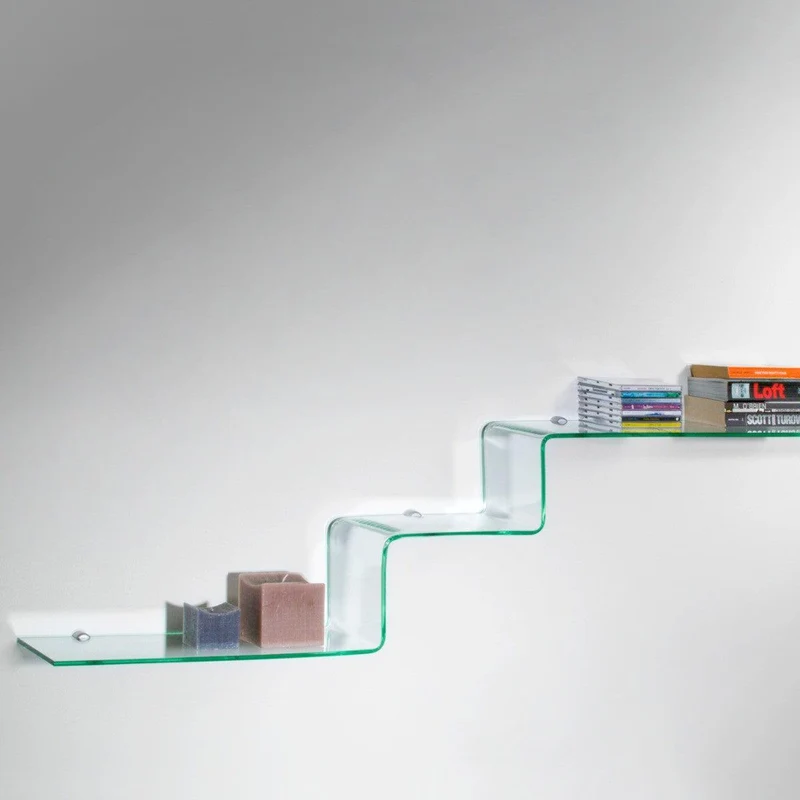 Tre mensole design moderno in vetro 100 cm Ladder