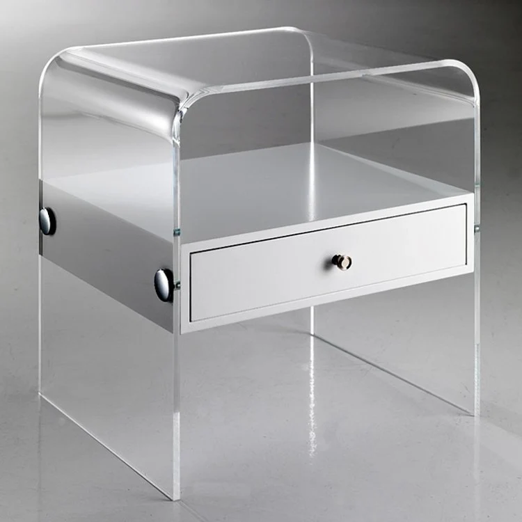 Comodino moderno Almada in plexiglass trasparente