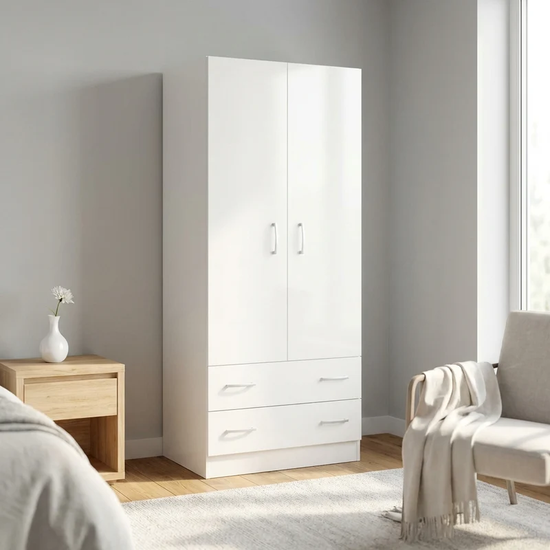 Armadio due ante in Legno Composito cm 77x50x180 - COLE