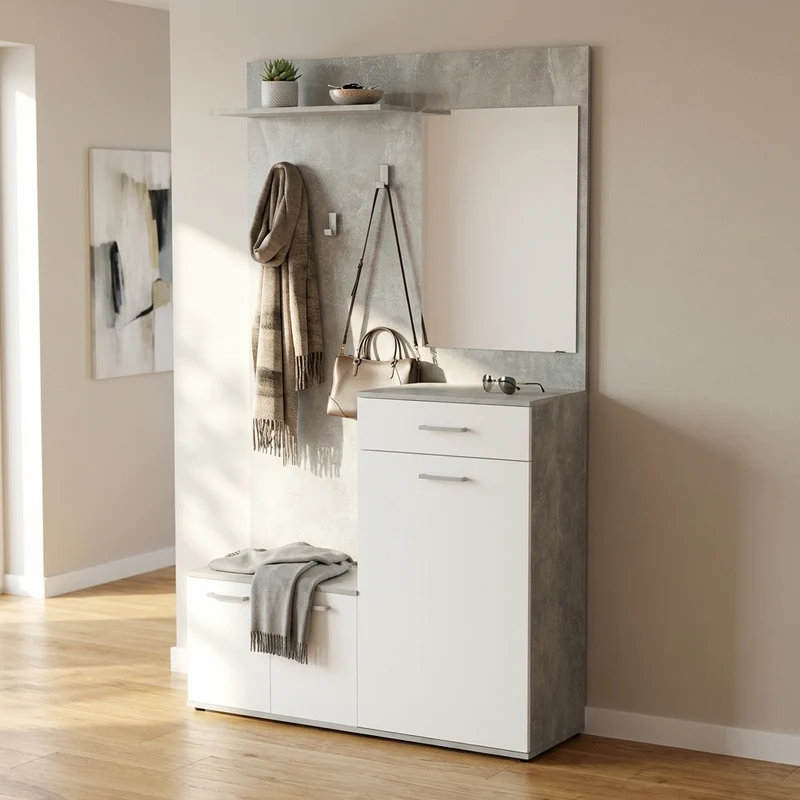 Mobile Ingresso con attaccapanni in Legno Composito cm 115x35x197 - NATHANIEL