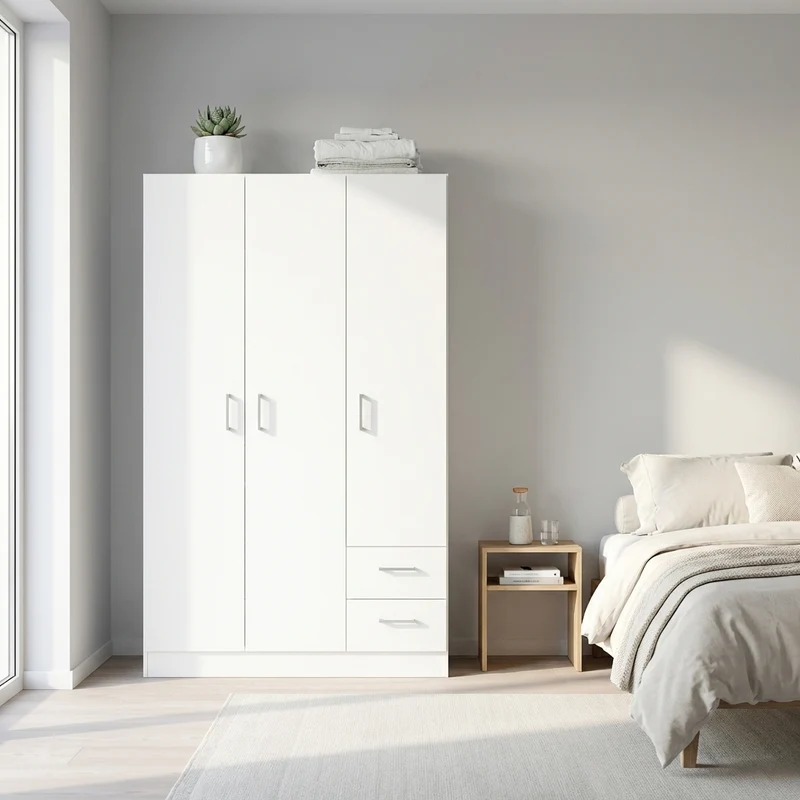Armadio con 3 ante 2 cassetti in Legno Composito cm 120x52x190 - JOEY