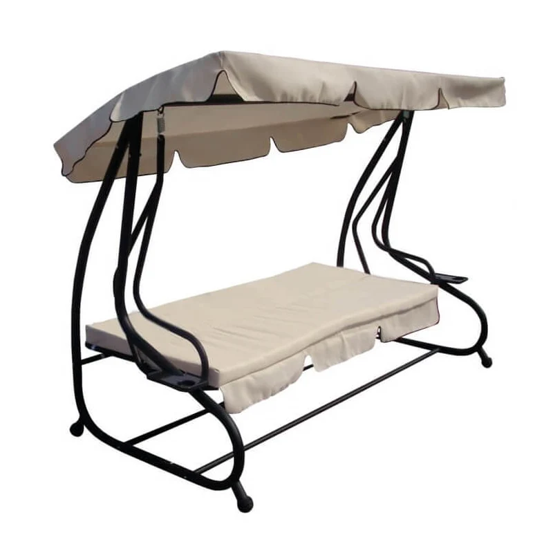 Dondolo Letto da Giardino con cuscini in Acciaio Tessuto cm 202x114x169 - DALEY