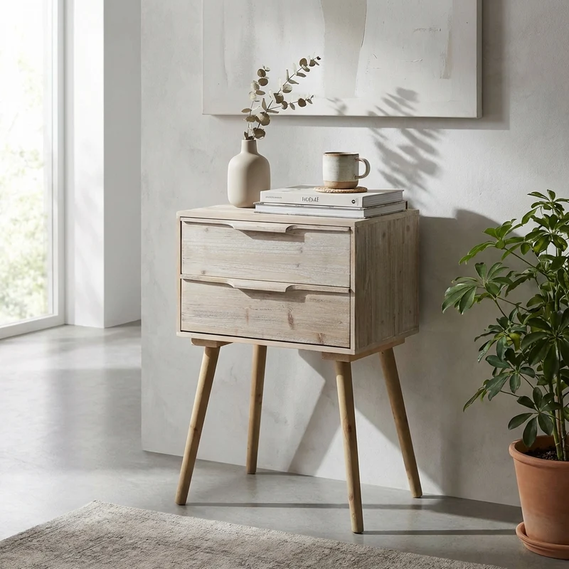 Mobiletto con 2 cassetti Industrial in Legno cm 50x37x80 - ROLY