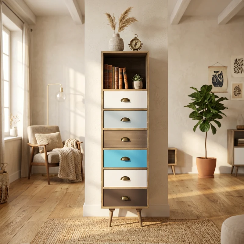 Cassettiera per soggiorno Industrial in Legno cm 40x36 5x144 - WILLY