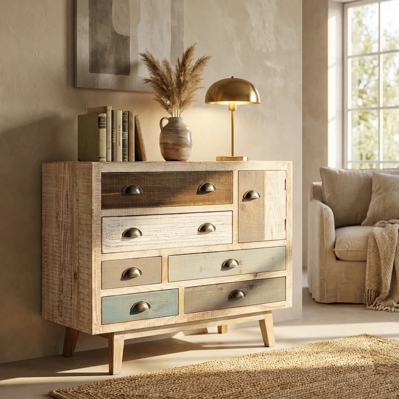 Cassettiera colorata in Legno cm 90x40x75 - FREDDY