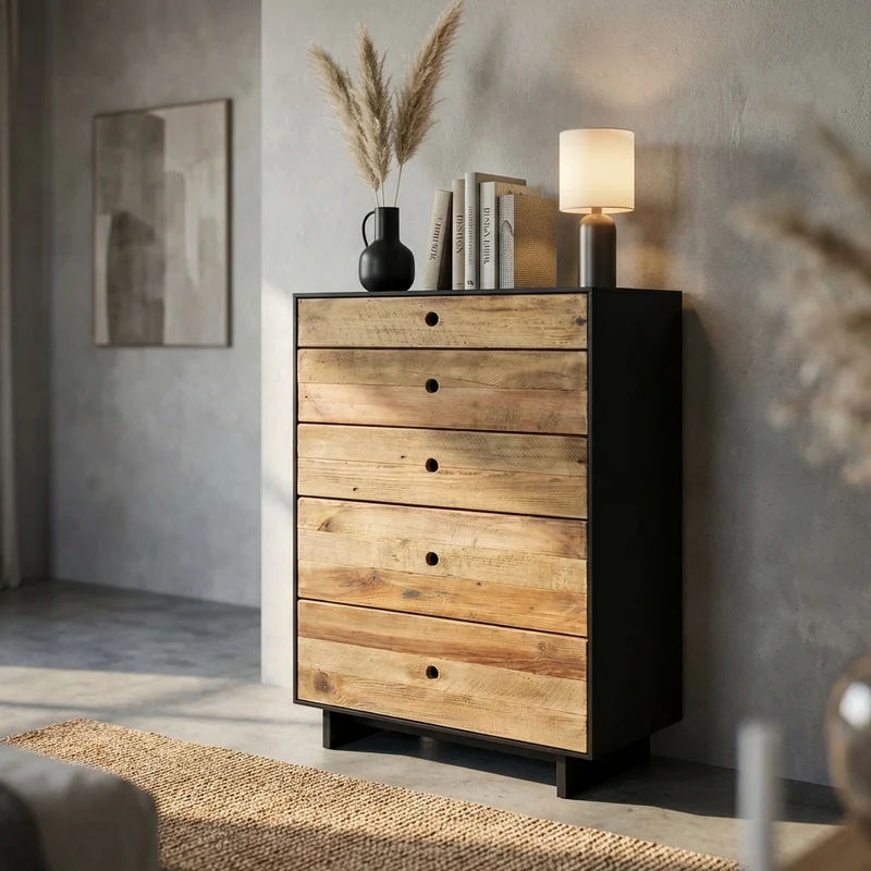 Cassettiera in Pino riciclato cm 70x40x110 - PINE