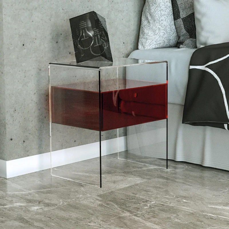Comodino con cassetto in plexiglass Bianka
