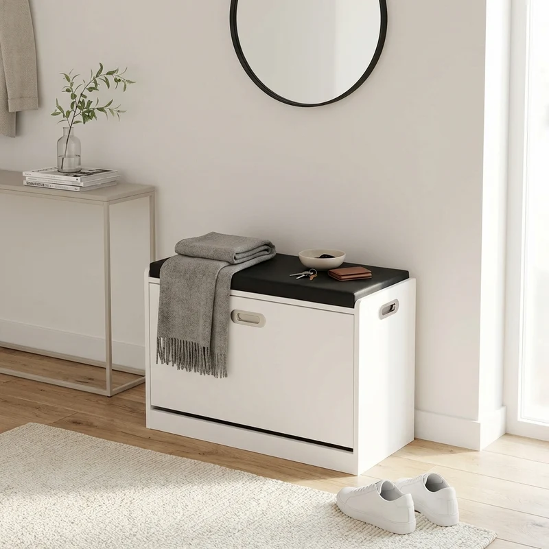 Scarpiera con Cuscino in Legno per Ingresso 60x29x48 cm - XANERRIC