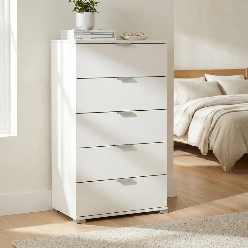 Cassettiera 5 cassetti in Legno Composito cm 60x38x103 - CLIFF