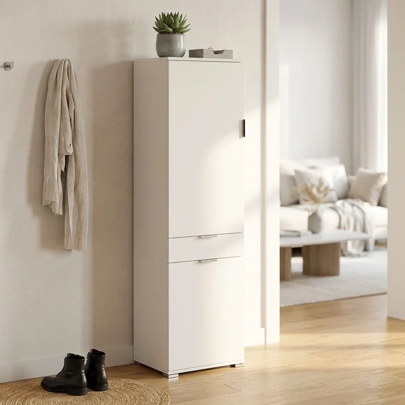Armadio con 2 ante e un cassetto in Legno Composito cm 45x38x174 - GREIG