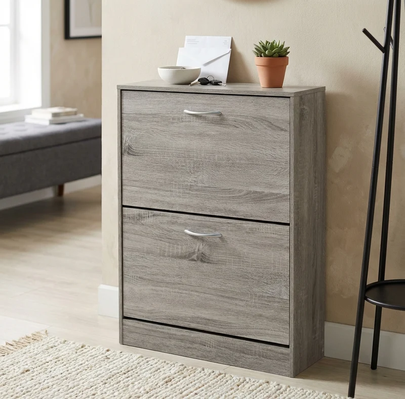 Scarpiera con 2 ante in Legno cm 60x24x80 - GARY
