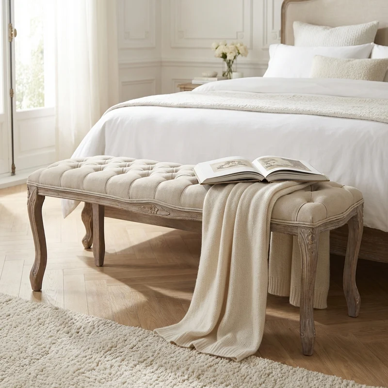 Panca vintage in ecopelle Fondoletto in Legno cm 110x36x47 - DAVEY