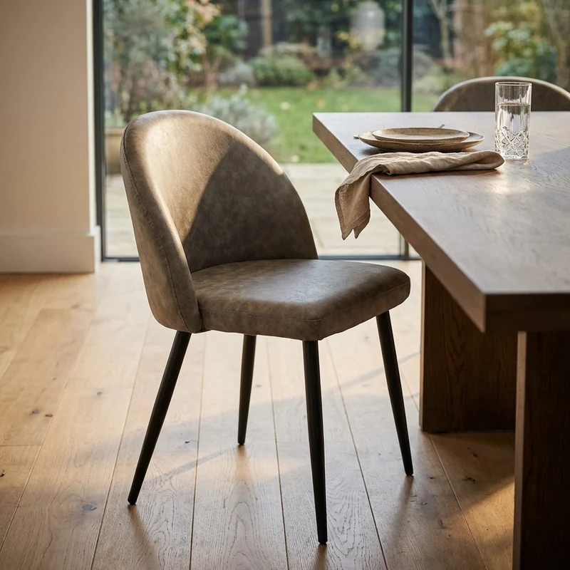 Poltrona per Sala da Pranzo in Ecopelle Metallo cm 44x47x78 - POO