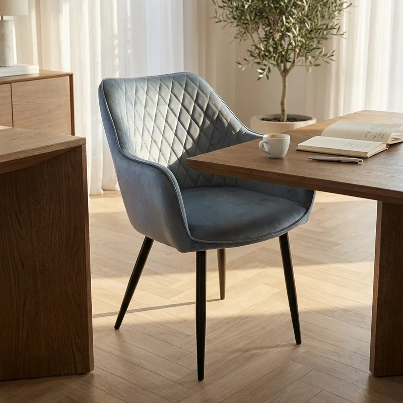 Poltrona per Sala da Pranzo in Velluto Metallo cm 48x62x83 - CALLIOPE