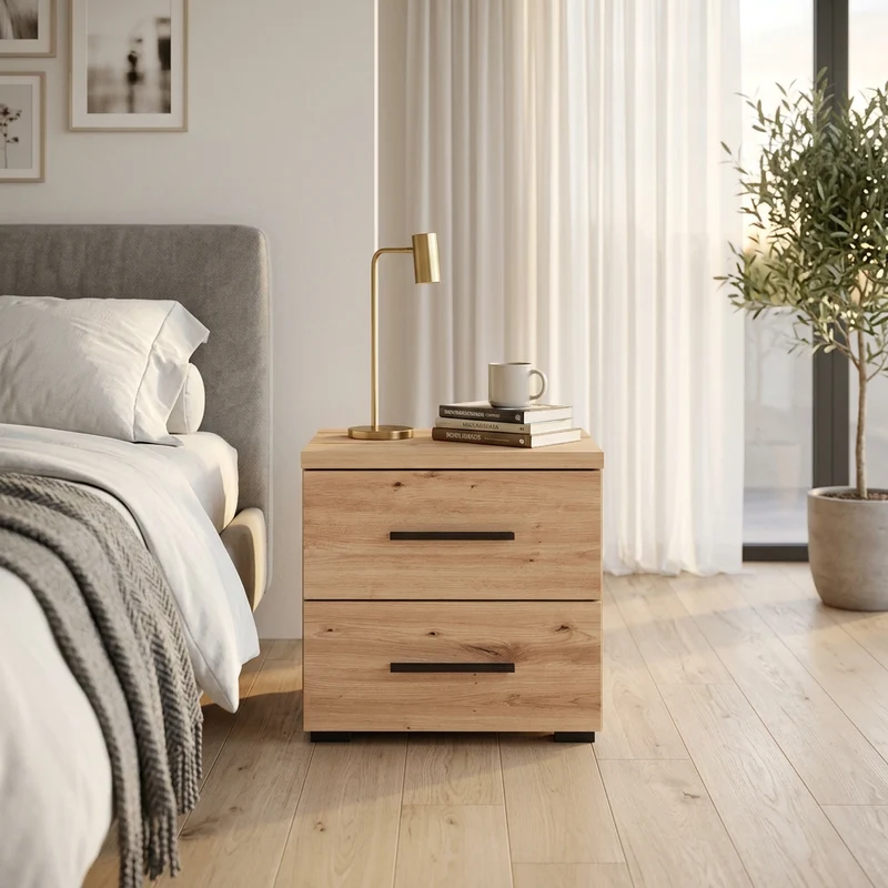 comodino moderno 2 cassetti cm 44 5x33 5x43 h - PLUS