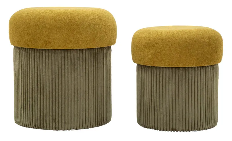 Pouf rotondi con contenitore in velluto set 2 pezzi - ASPEN