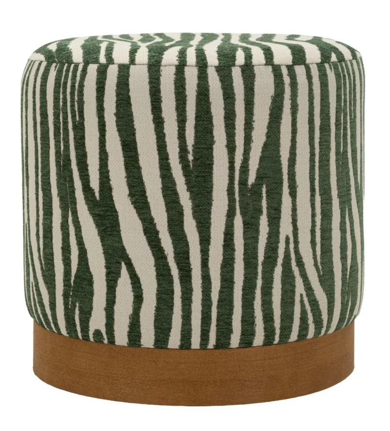 Pouf rotondo zebrato con base dorata diametro 40 cm - SAVANA