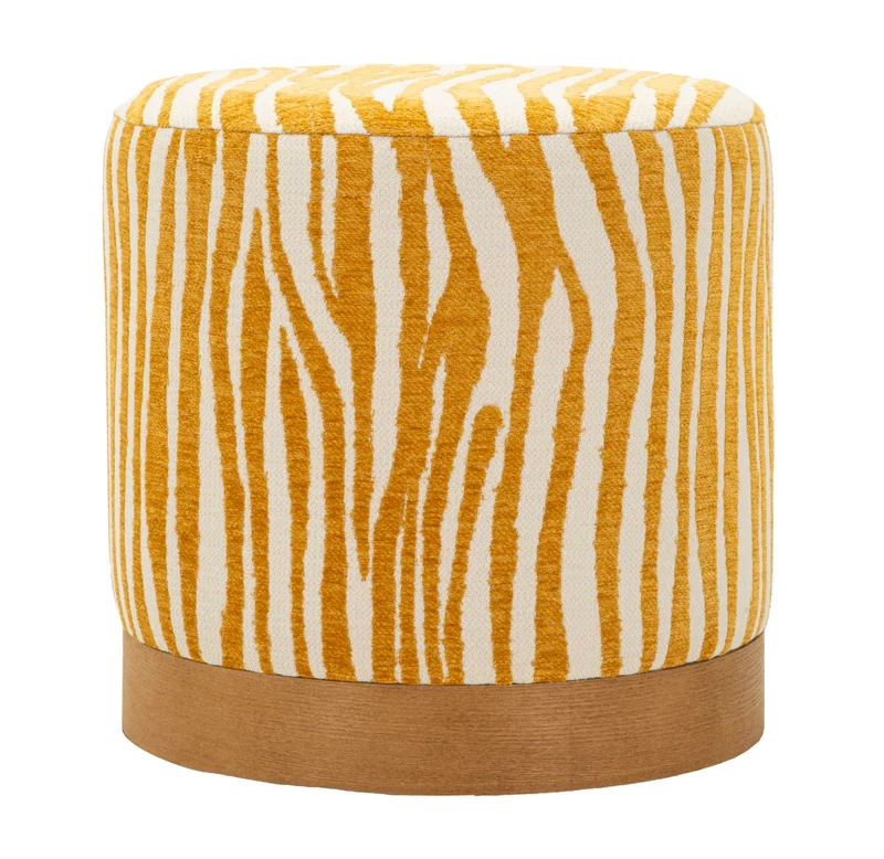 Pouf rotondo zebrato con base dorata diametro 40 cm - PUFF SAVANA