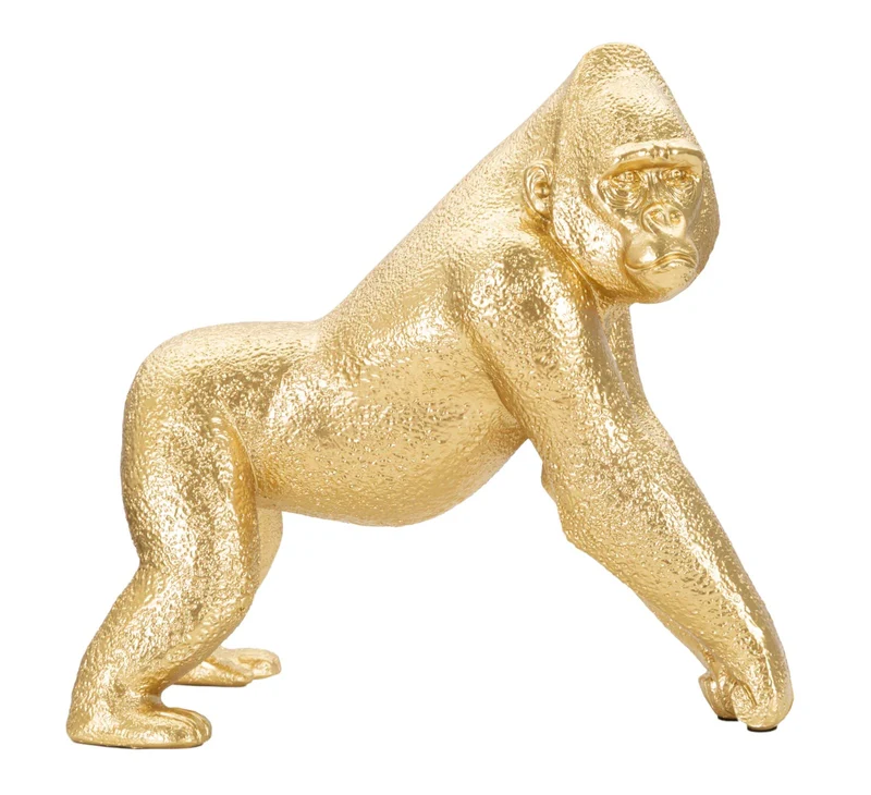Statua decorativa gorilla dorata da tavolo 24x14x23 cm - GORILUS