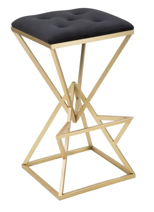 Sgabello da bar in metallo dorato e tessuto geometrico 75 cm - PIRAMID