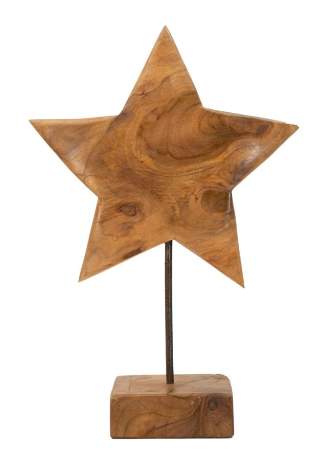 Scultura stella in legno di teak riciclato 28x42 cm - STELLA