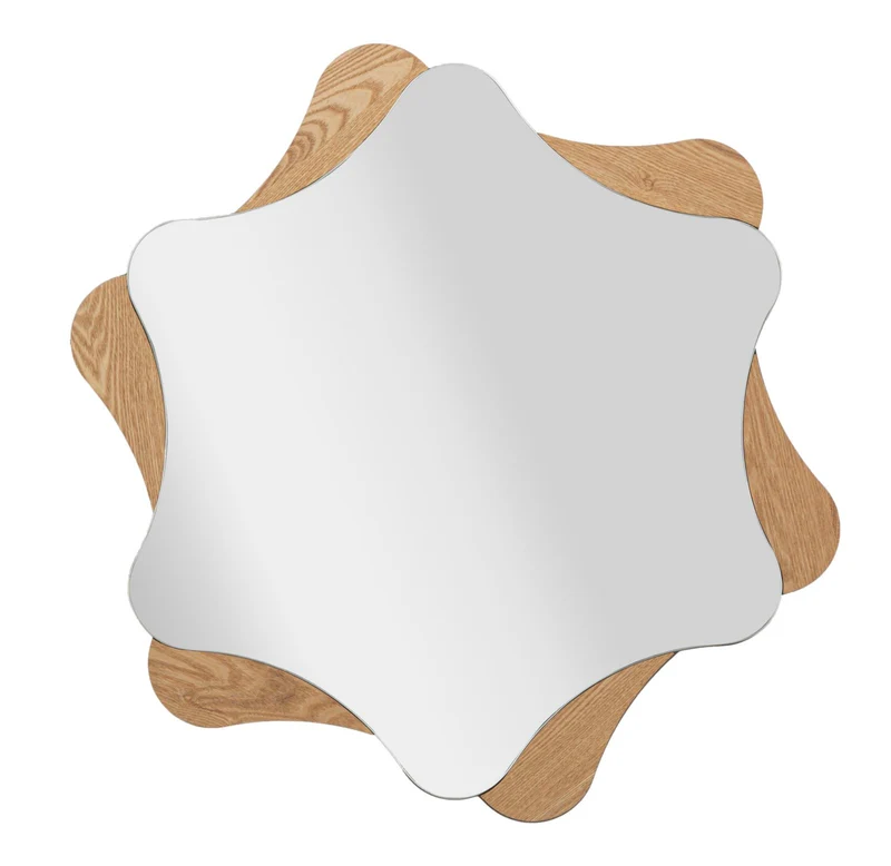 Specchio da parete rotondo con decorazioni in legno a stella 80 cm - ANGLE