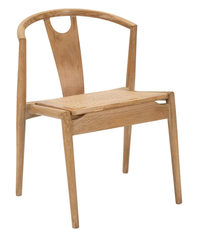 Sedia in Legno con Schienale Stile Giapponese e Seduta in Rattan - JAPAN