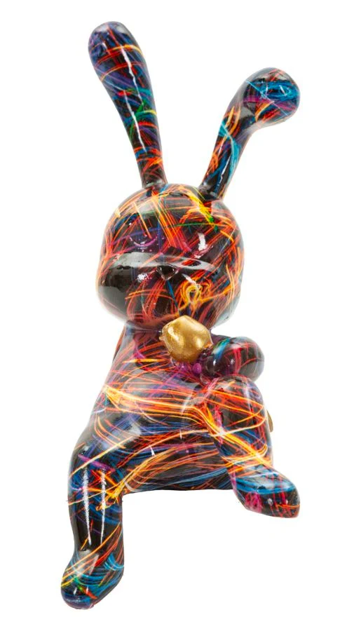 Coniglietto decorativo in resina psichedelico 22 cm - CONIGLIETTO PSYCO
