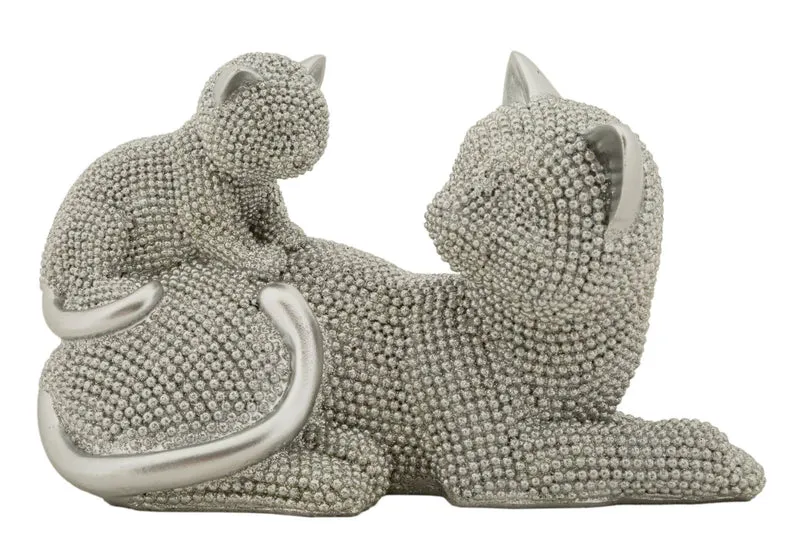 Gatto in resina con cucciolo statuetta decorativa 19x9x13 cm - SPARKY